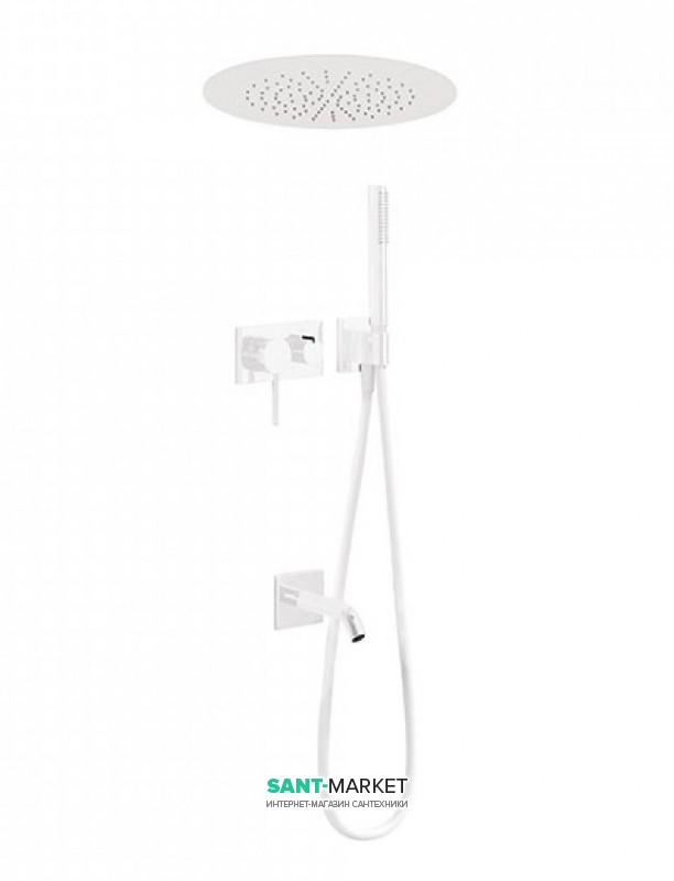 Душова система прихованого монтажу Tres 3V з виливом для ванни білий матовий 21027311BM