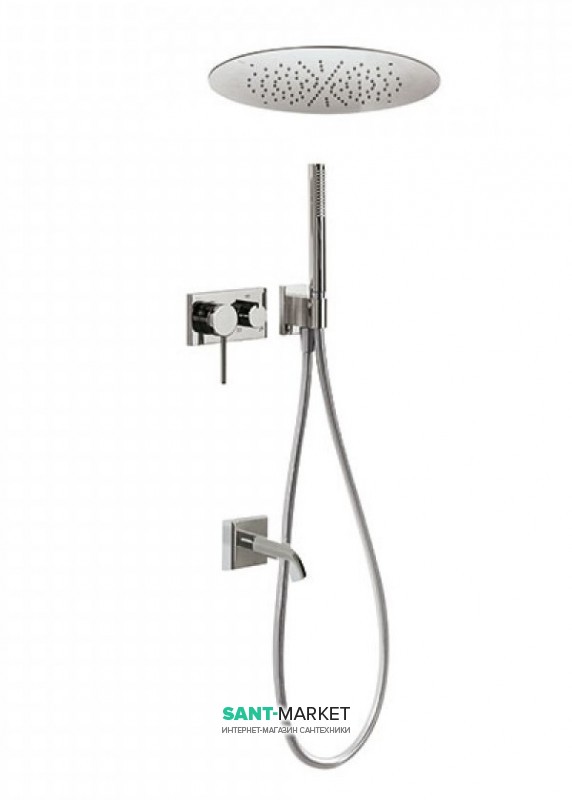 Душова система прихованого монтажу Tres 3V з виливом для ванни сталь 21027311AC