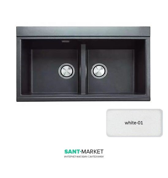 Мийка для кухні Adamant Similar 860х510 мм штучний граніт білий 4824296102201