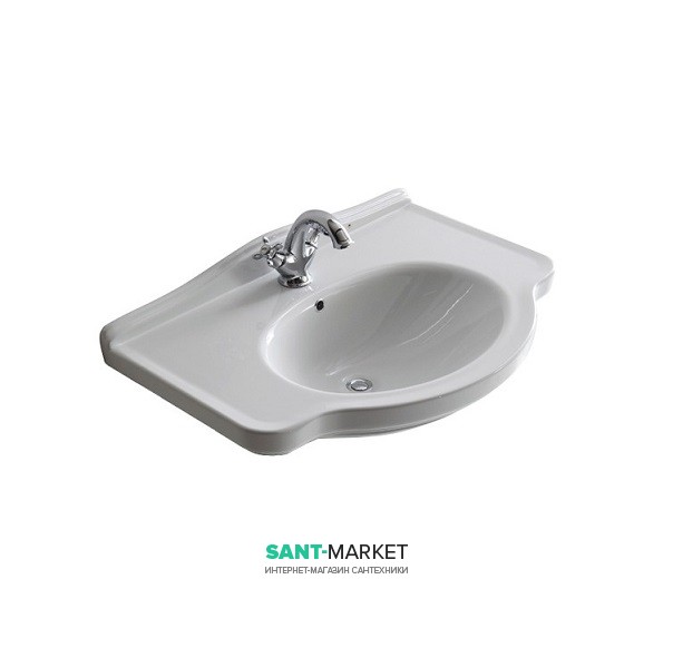 Раковина для ванної Galassia Ethos настінна з отвором під змішувач з переливом білий 8433M