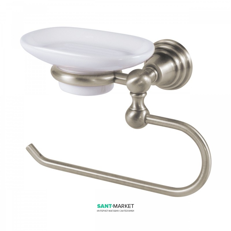 Держатель для полотенец с мыльницей слева Tres Retro-Tres настенный металл/керамика сталь/белый 02463611AC