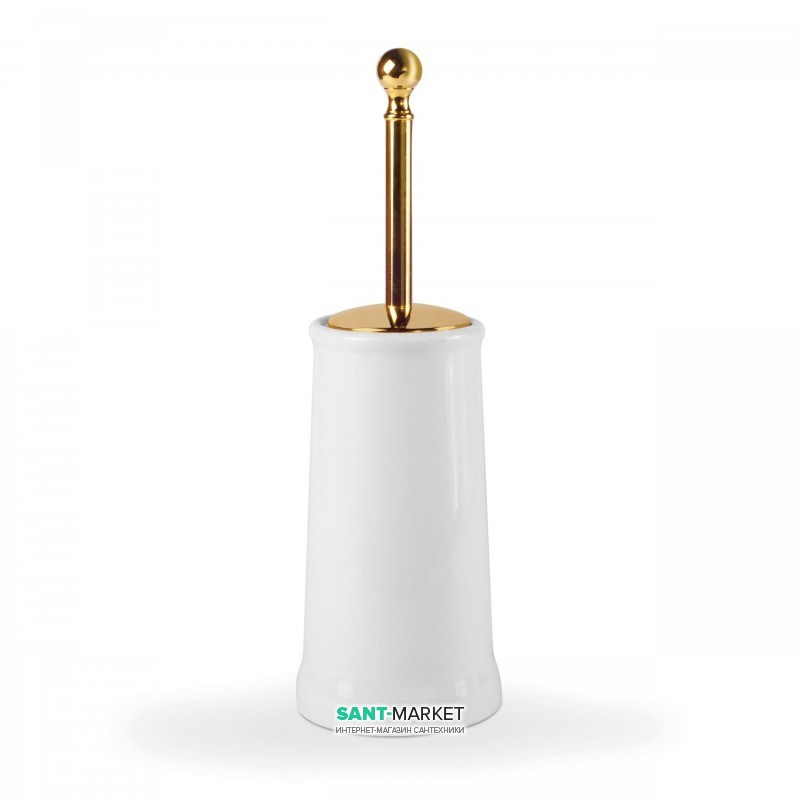 Йоржик для унітазу Tres Retro-Tres підлоговий кераміка/метал білий/золото 02463604OR