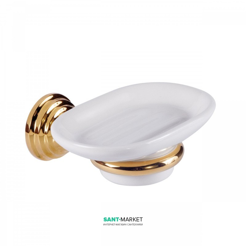 Мильниця для ванної Tres Retro-Tres з настінним утримувачем кераміка/метал білий/золото 02463610OR