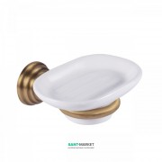 Мыльница для ванной Tres Retro-Tres с настенным держателем керамика/металл белый/состаренная латунь матовый 02463610LM
