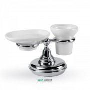 Мыльница и стакан для зубных щеток Tres Retro-Tres с настольным держателем керамика/металл белый/хром 12463613