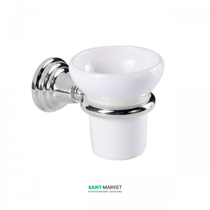 Стакан для зубных щеток Tres Retro-Tres с настенным держателем керамика/металл белый/хром 12463612