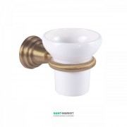 Стакан для зубных щеток Tres Retro-Tres с настенным держателем керамика/металл белый/состаренная латунь матовый 02463612LM
