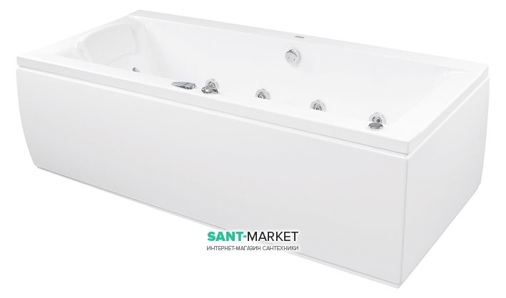 Ванна аэро- и гидромассажная акриловая прямоугольная PoolSpa Windsor 190х85 система Economy 2 белый PHPNN10SO2C0000