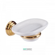 Мильниця для ванної Tres Retro-Tres з настінним утримувачем кераміка/метал білий/золото 02463610OR