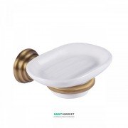 Мильниця для ванної Tres Retro-Tres з настінним утримувачем кераміка/метал білий/зістарена латунь матовий 02463610LM