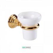 Стакан для зубних щіток Tres Retro-Tres з настінним тримачем кераміка/метал білий/золото 02463612OR