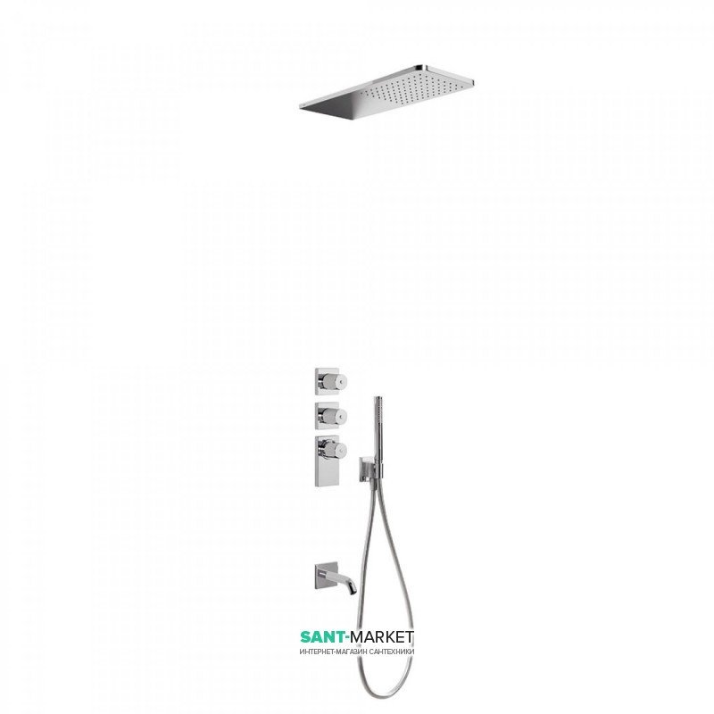 Душевая система Tres Block System термостатическая с верхним и ручным душем хром 20635301