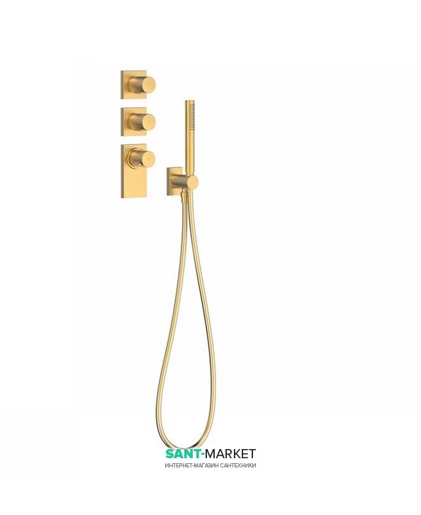 Термостат для душа Tres Block System colors 3 потребителя матовое золото 20635391OM