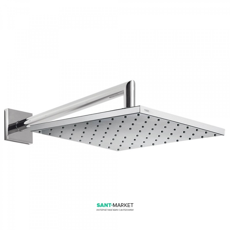 Верхний душ со стены Tres 250х250 мм с кронштейном хром 03423101