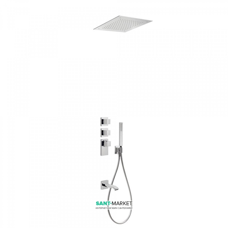 Душова система Tres Block System термостатична з верхнім і ручним душем хром 20625302