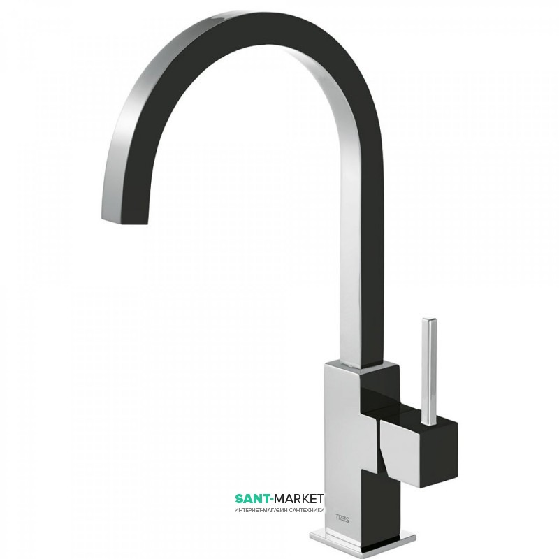 Смеситель для кухни Tres Top Tres colors однорычажный черный/хром 630497