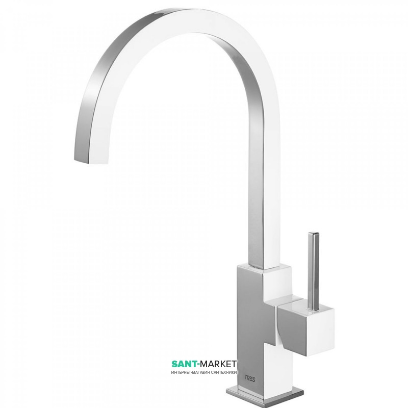 Смеситель для кухни Tres Top Tres colors однорычажный белый/хром 430497