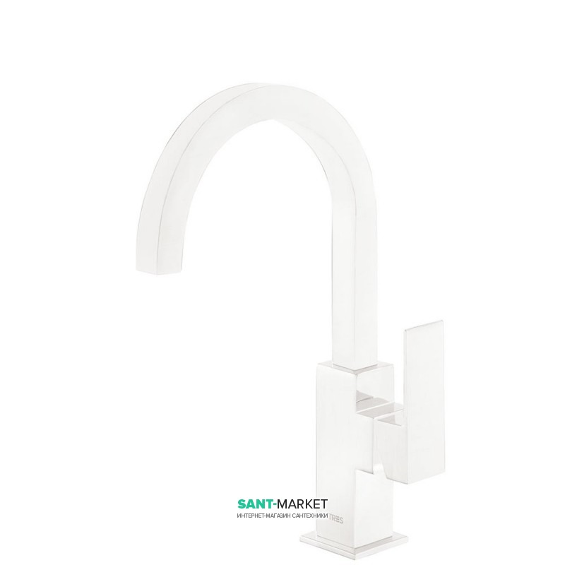 Змішувач для раковини Tres Cuadro colors одноважільний білий матовий 00660602BM