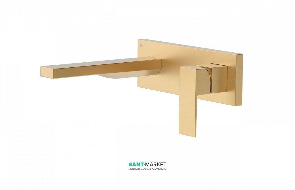 Смеситель для раковины Tres Cuadro сolors настенный однорычажный золото матовый 00620003OM