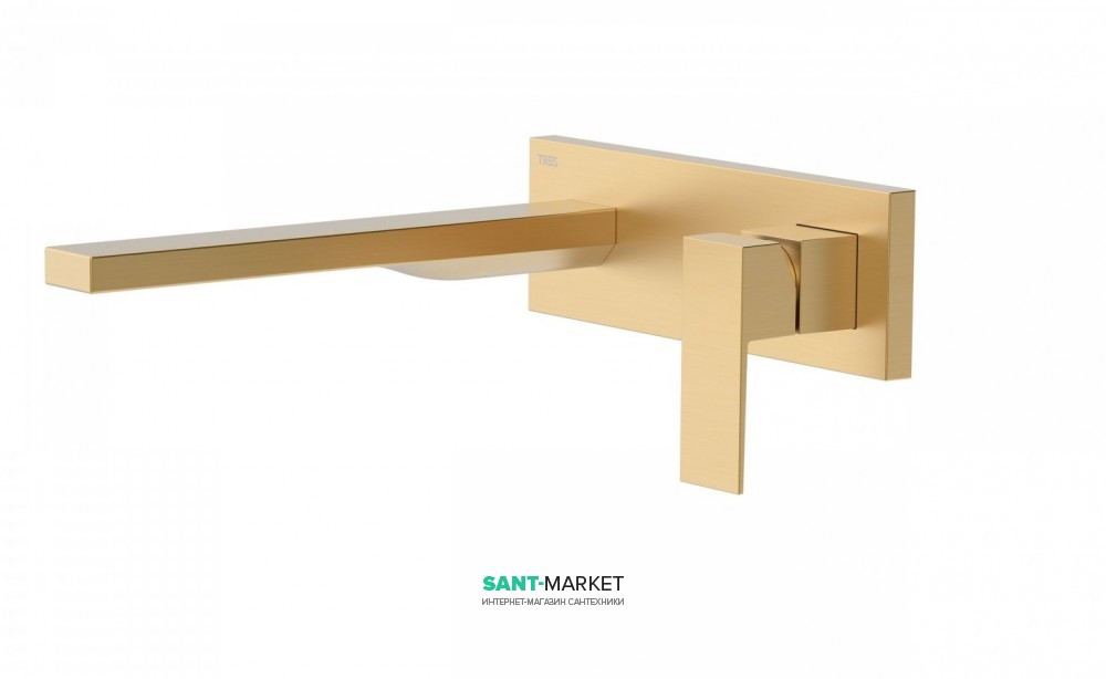 Змішувач для раковини Tres Cuadro colors настінний одноважільний золото матовий 00620004OM