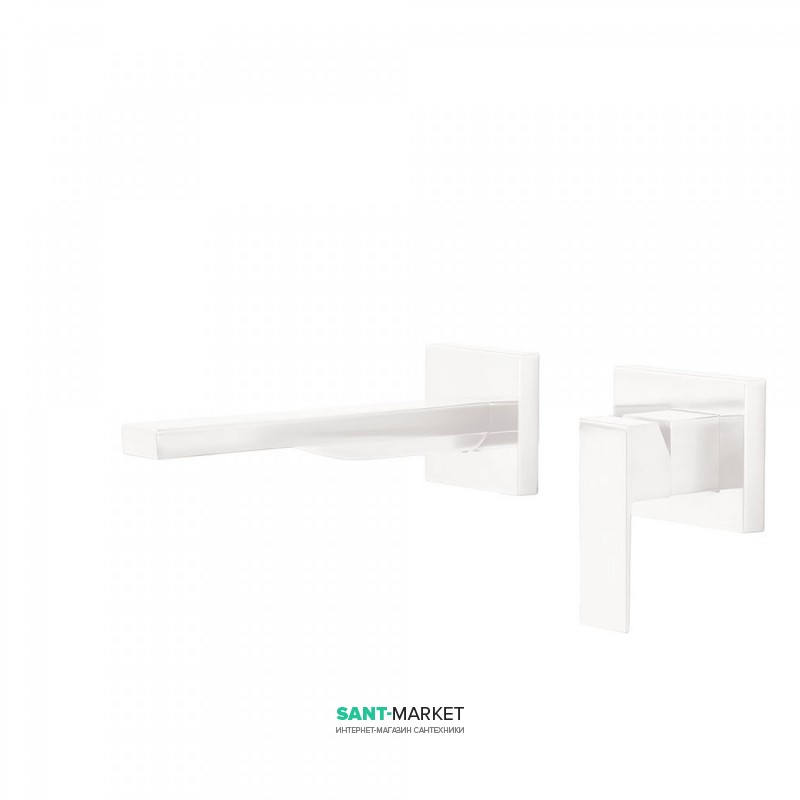 Смеситель для раковины Tres Cuadro сolors настенный однорычажный белый матовый 00620012BM