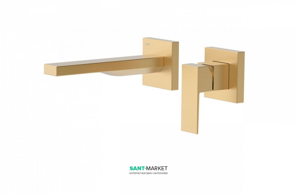 Смеситель для раковины Tres Cuadro сolors настенный однорычажный золото матовый 00620012OM