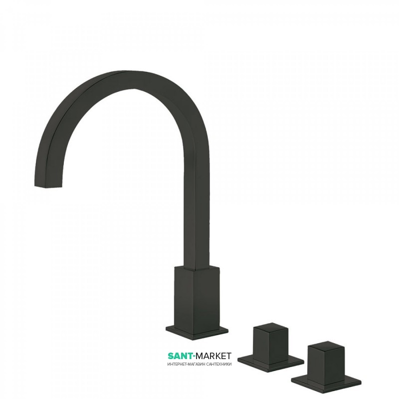 Змішувач для ванної Tres Cuadro colors двовентильний монтаж на борт ванни чорний матовий 00810503NM