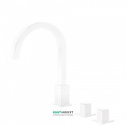 Змішувач для ванної Tres Cuadro colors двовентильний монтаж на борт ванни білий матовий 00810503BM