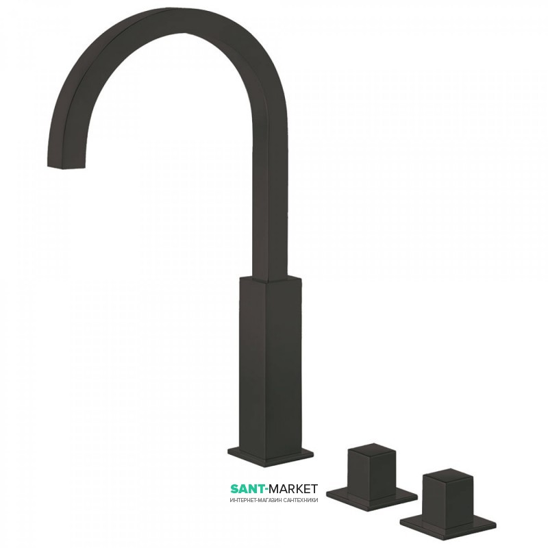 Змішувач для ванної Tres Cuadro colors двовентильний монтаж на борт ванни чорний матовий 00810504NM