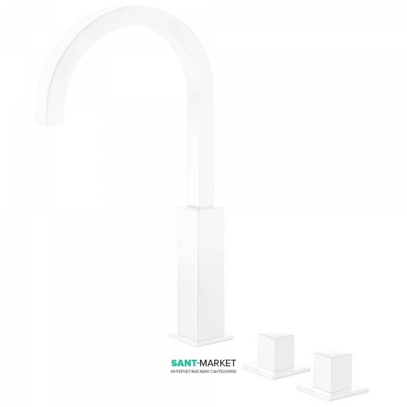 Смеситель для ванной Tres Cuadro colors двухвентильный монтаж на борт ванны белый матовый 00810504BM