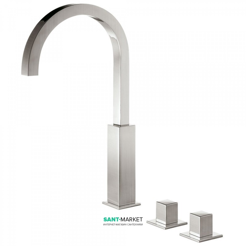 Смеситель для ванной Tres Cuadro colors двухвентильный монтаж на борт ванны сталь 00810504AC