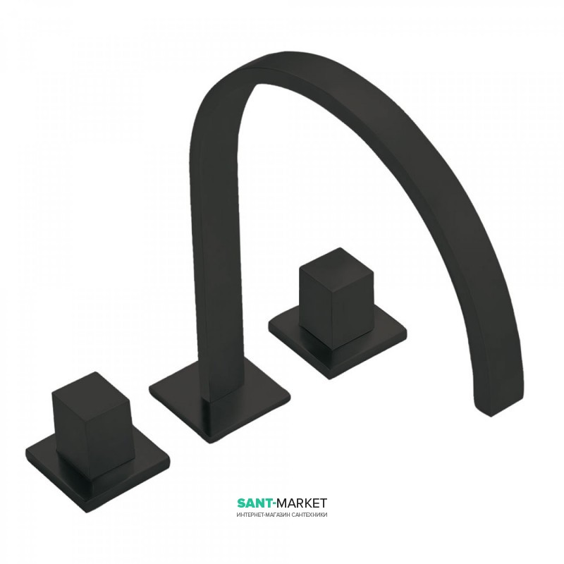 Змішувач для ванної Tres Cuadro colors двовентильний монтаж на борт ванни чорний матовий 00810501NM