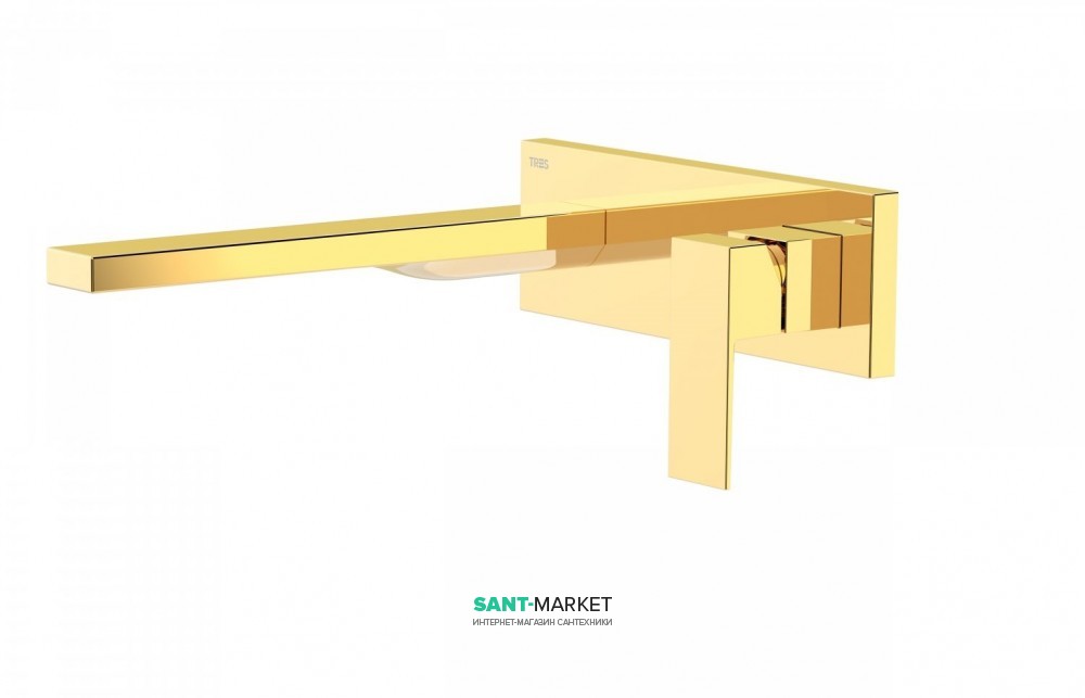 Змішувач для раковини Tres Cuadro colors настінний одноважільний золото 00620004OR