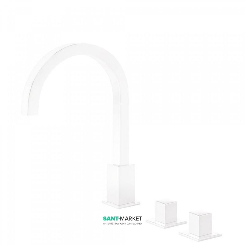 Змішувач для ванної Tres Cuadro colors двовентильний монтаж на борт ванни білий матовий 00810503BM