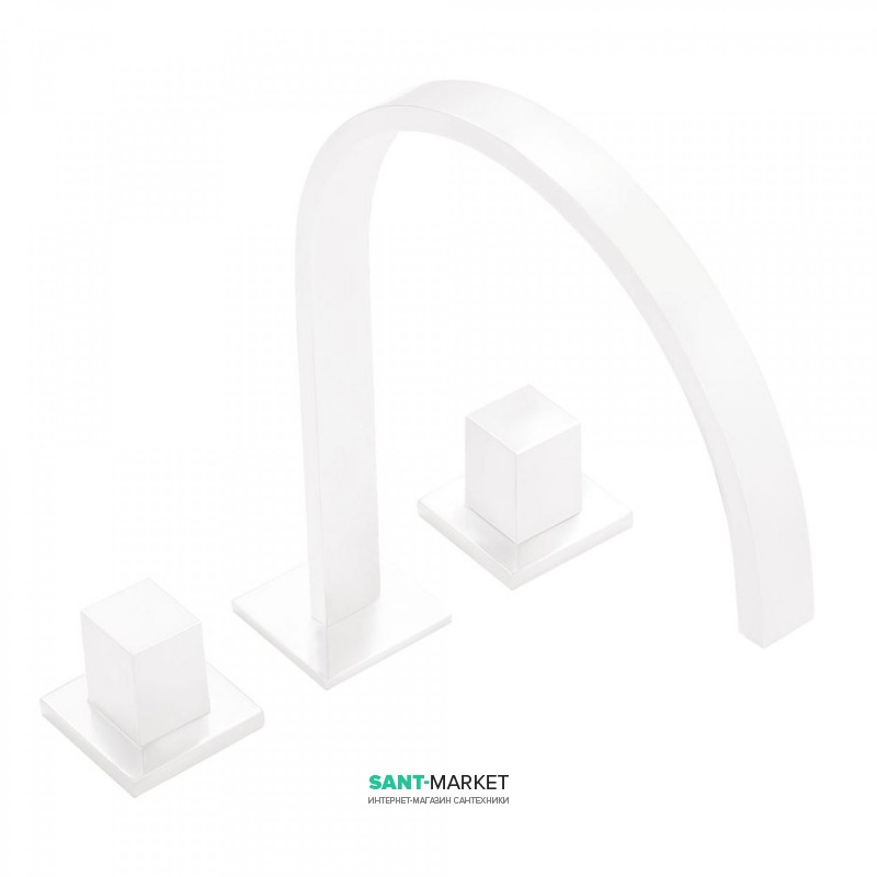 Змішувач для ванної Tres Cuadro colors двовентильний монтаж на борт ванни білий матовий 00810501BM