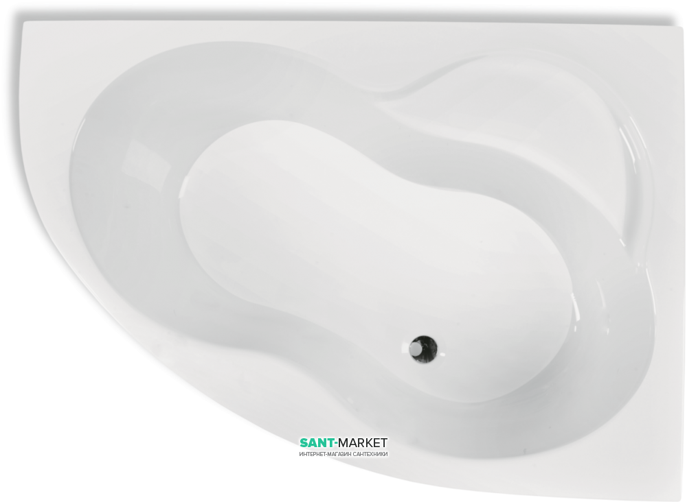 Ванна акриловая угловая PoolSpa коллекция Mistral 150х105 R правая с ножками белый PWA6C10ZN000000