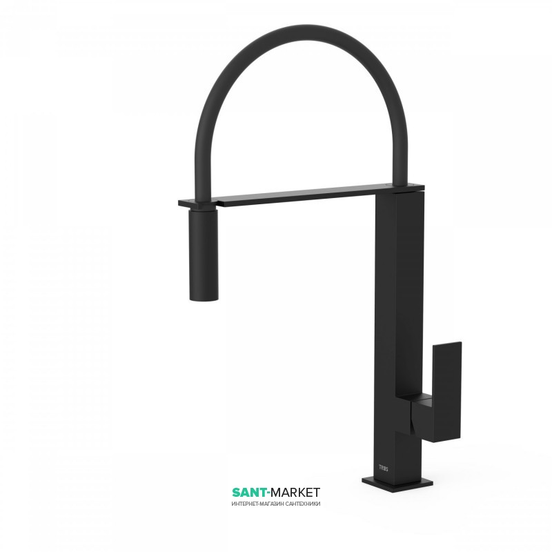 Змішувач для кухні Tres Cuadro colors з висувною лійкою чорний матовий 00648701NM