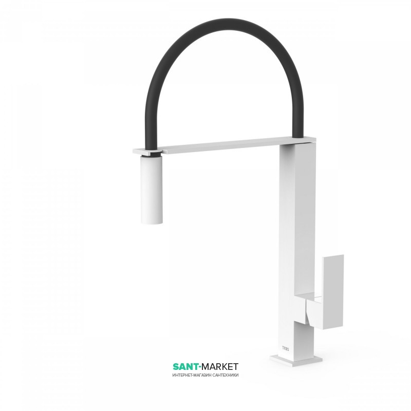 Смеситель для кухни Tres Top Tres colors с выдвижной лейкой белый матовый 00648701BM