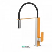 Смеситель для кухни Tres Top Tres colors с выдвижной лейкой янтарно-желтый/хром 00648701AM