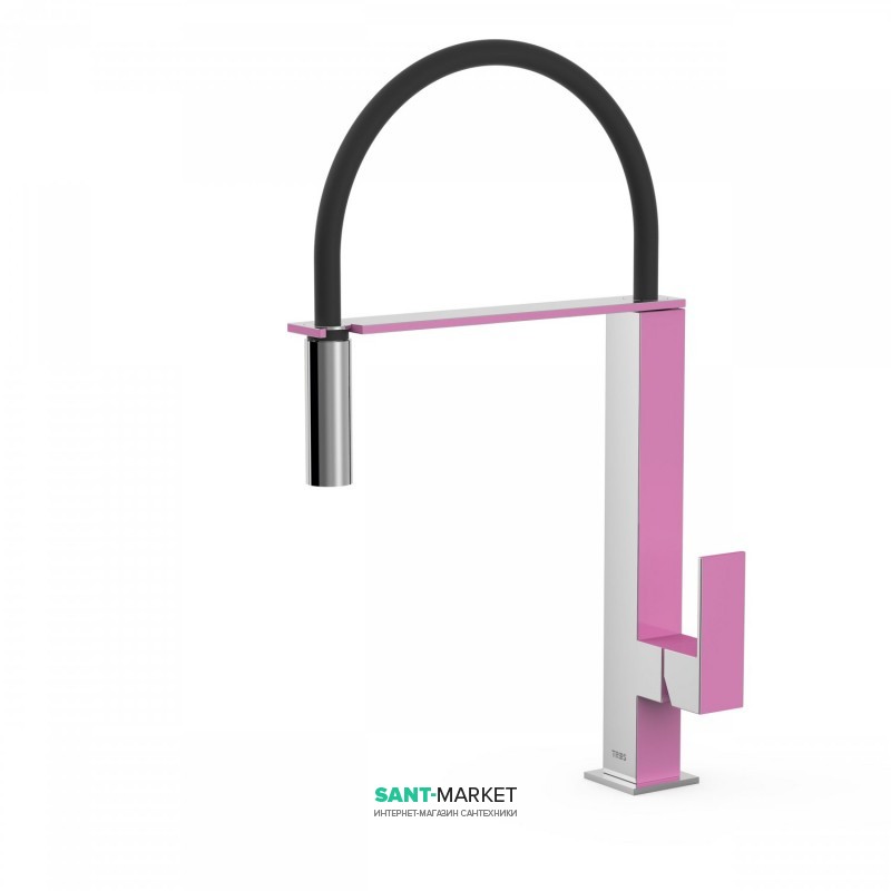Змішувач для кухні Tres Top Tres colors з висувною лійкою фуксія/хром 00648701FU