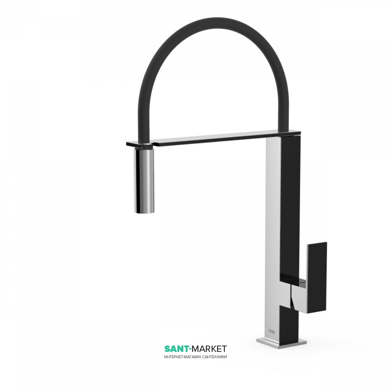 Змішувач для кухні Tres Top Tres colors з висувною лійкою чорний/хром 00648701NE