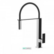 Смеситель для кухни Tres Top Tres colors с выдвижной лейкой черный/хром 00648701NE