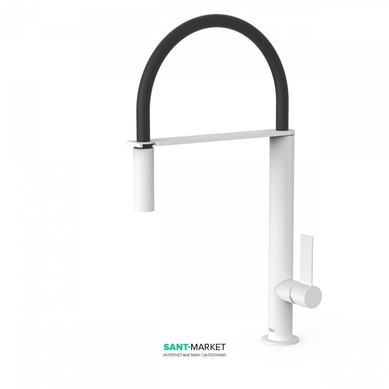 Змішувач для кухні Tres Top Tres colors з висувною лійкою білий матовий 20548702BM