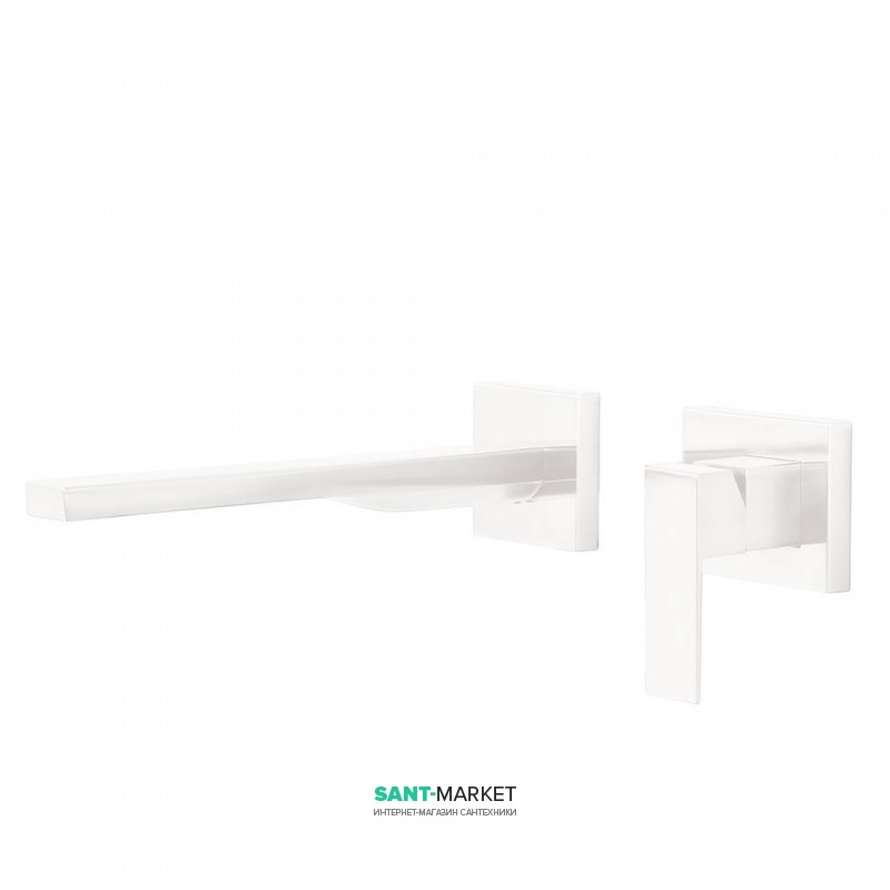 Смеситель для раковины Tres Cuadro сolors настенный однорычажный белый матовый 00620011BM