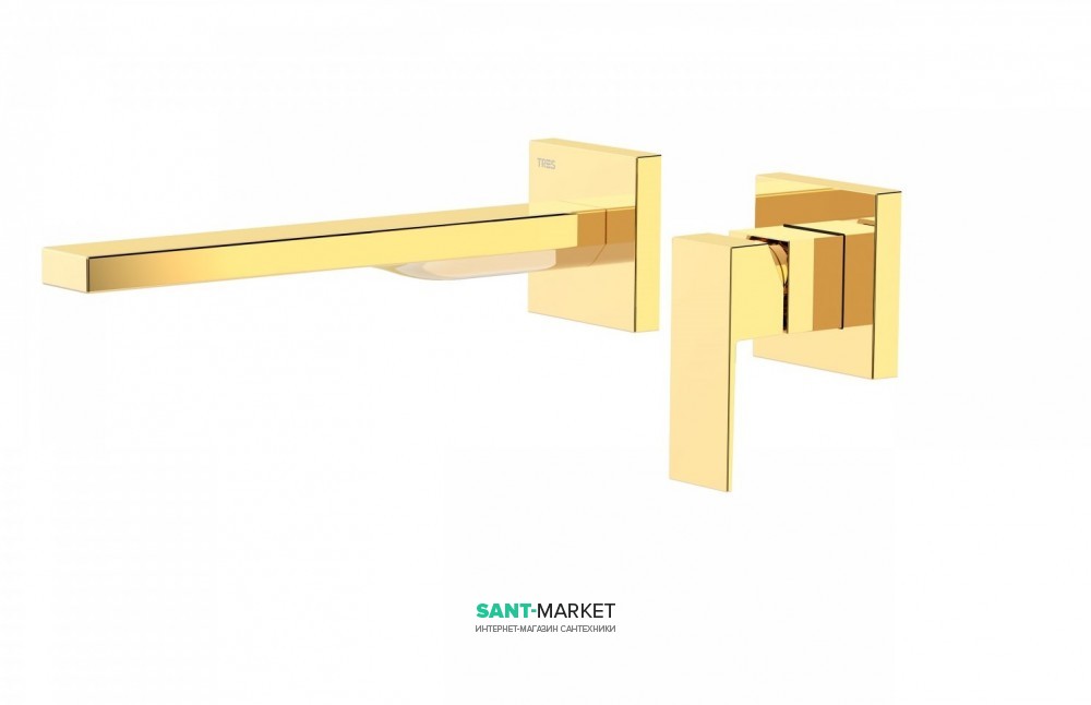 Змішувач для раковини Tres Cuadro сolors настінний одноважільний золото 00620011OR