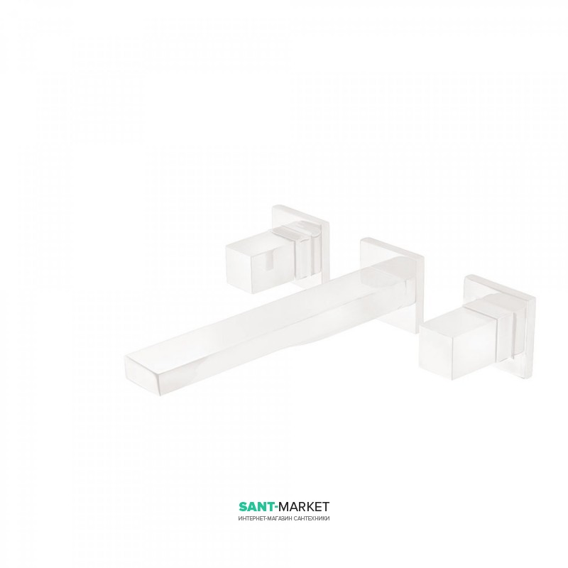 Смеситель для раковины Tres Cuadro сolors настенный двухвентильный белый матовый 00815301BM