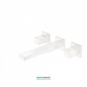 Смеситель для раковины Tres Cuadro сolors настенный двухвентильный белый матовый 00815301BM