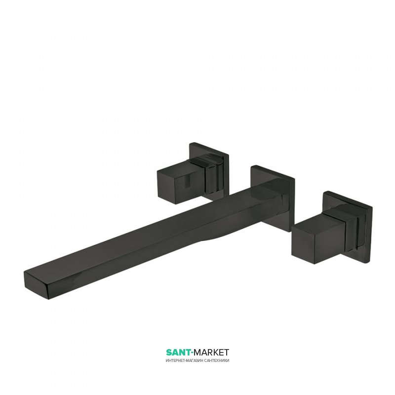 Смеситель для раковины Tres Cuadro сolors настенный двухвентильный черный матовый 00815401NM