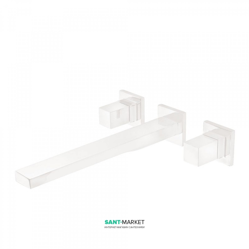 Смеситель для раковины Tres Cuadro сolors настенный двухвентильный белый матовый 00815401BM