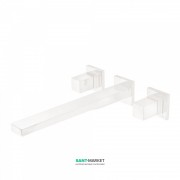 Смеситель для раковины Tres Cuadro сolors настенный двухвентильный белый матовый 00815401BM